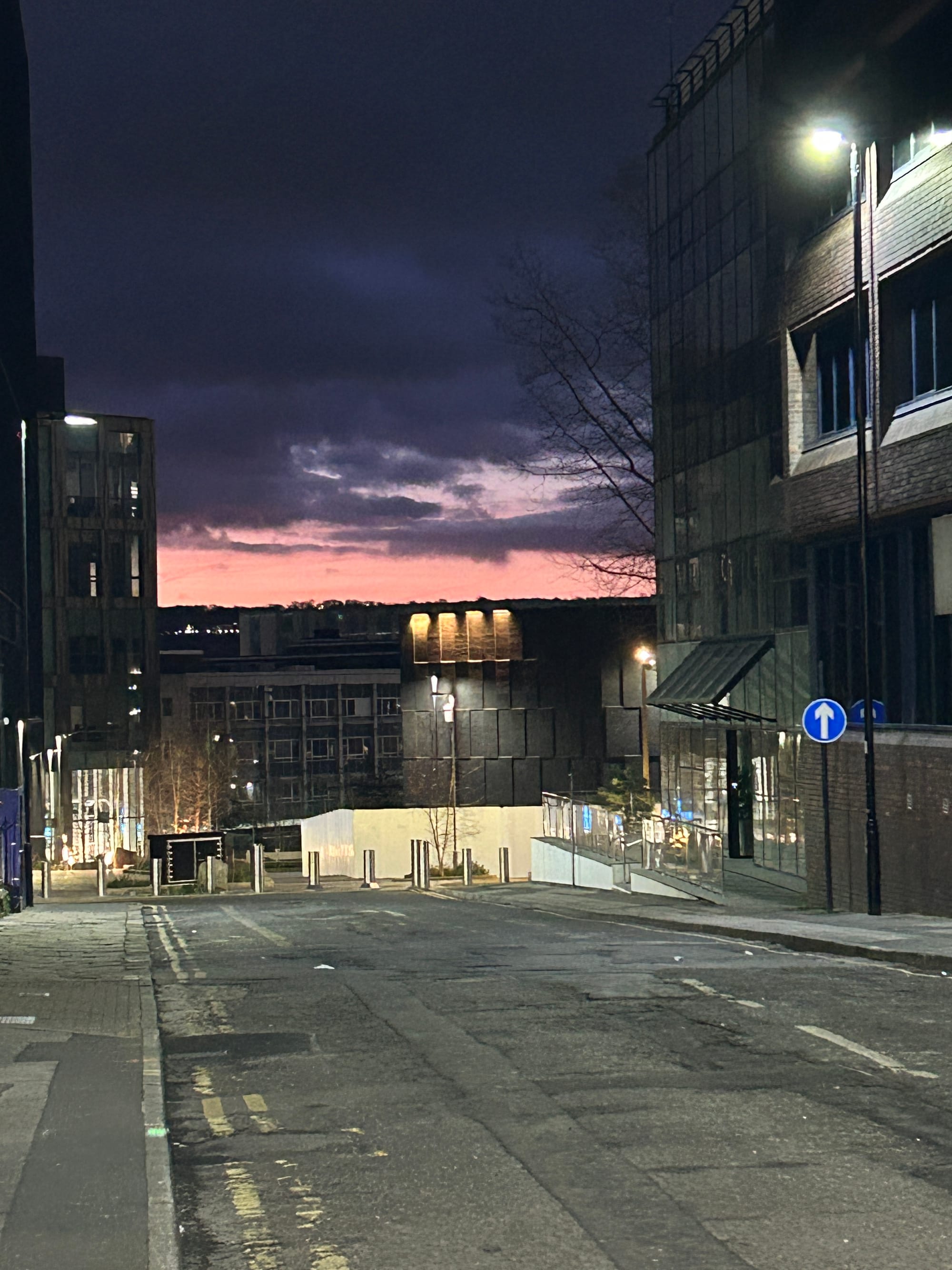 A photo of a street in Sheffield in the early morning