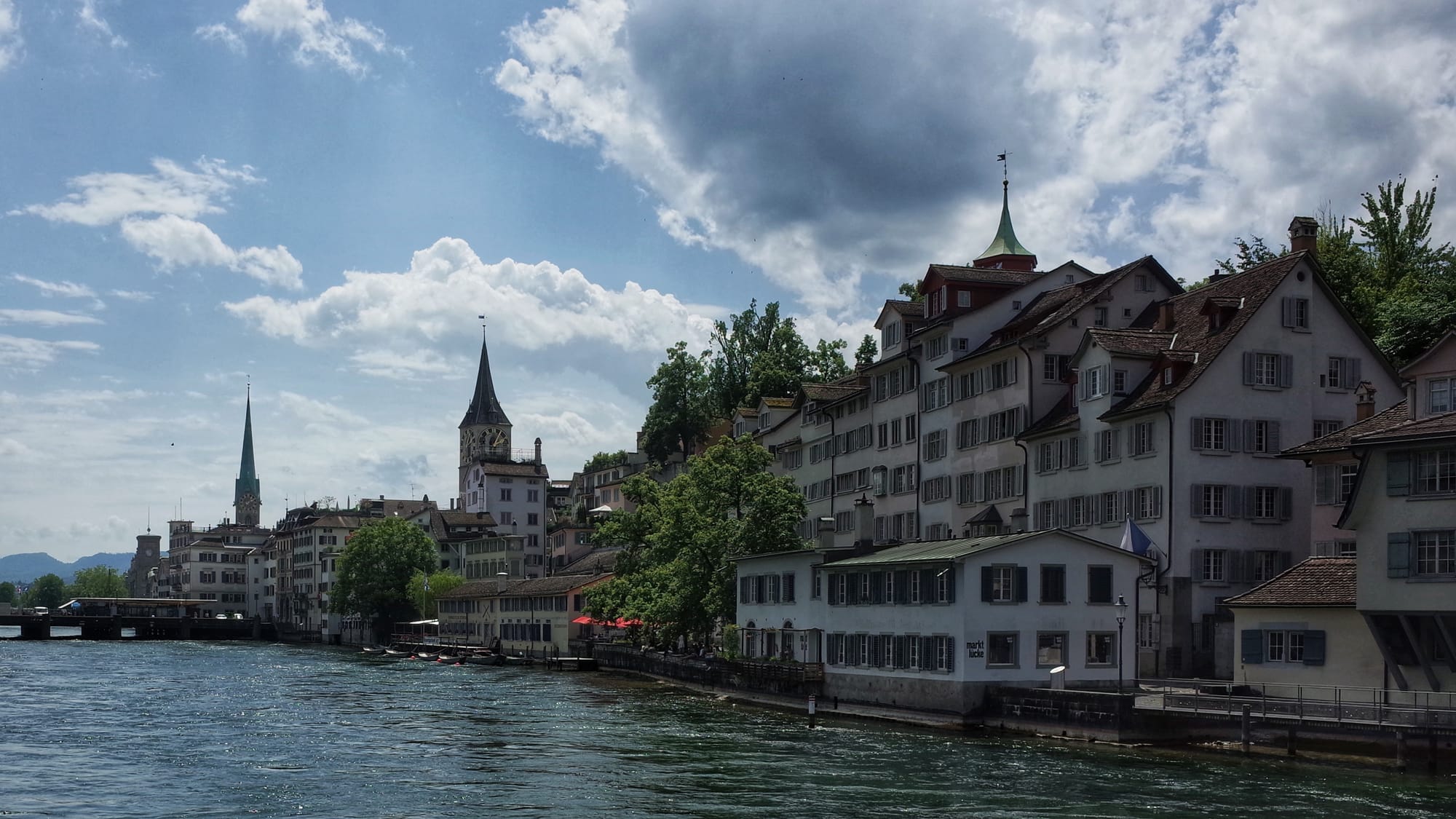 Old building alongside the River Limmat in Zurich
