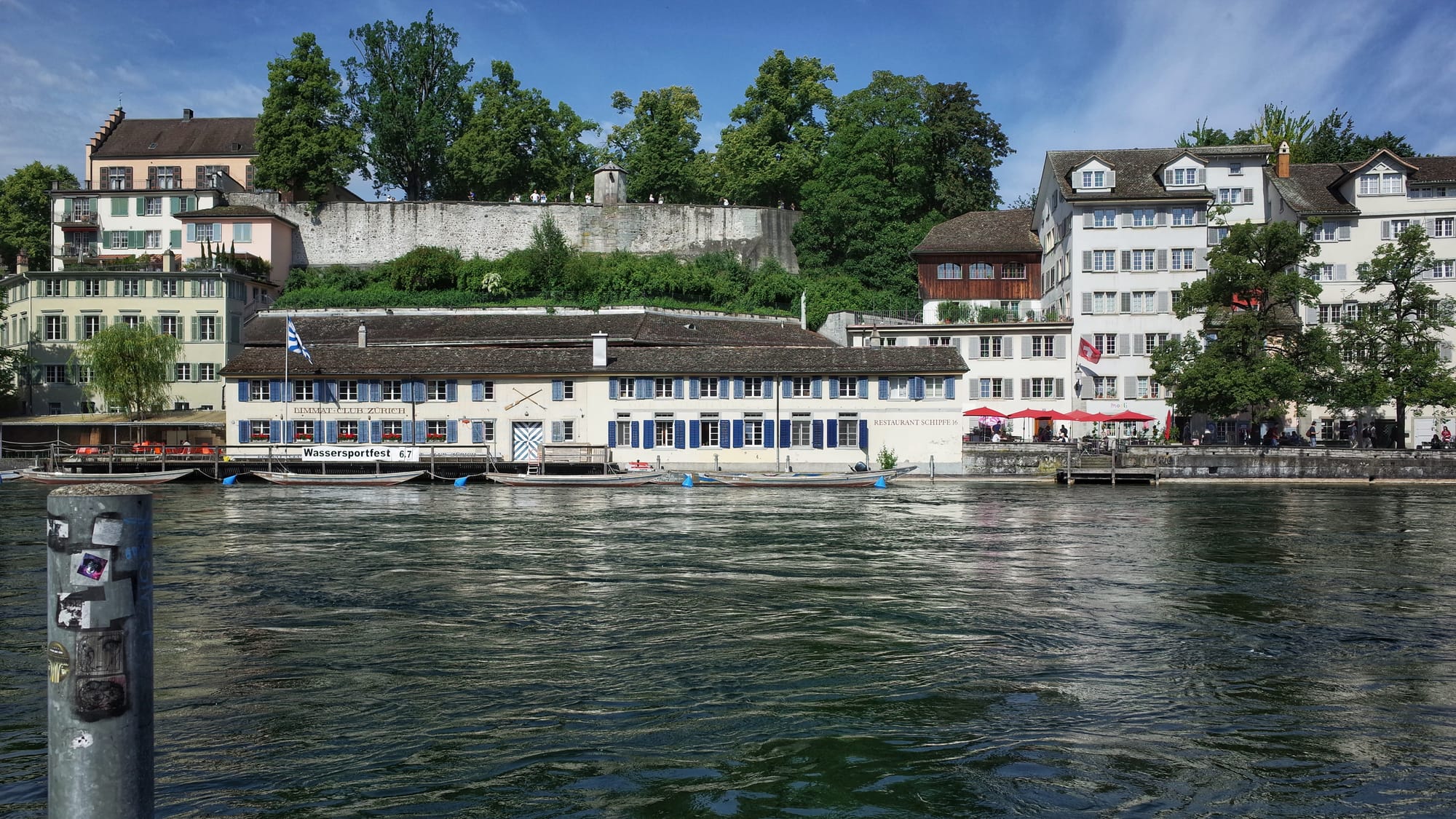 A photo of building alongside the River Limmat, Zurich, Switzerland