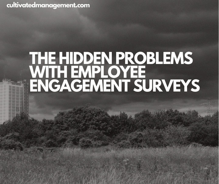 A photo of a field in Basingstoke with the words overlaid - The Hidden Problems With Employee Engagement Surveys