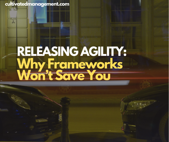 A photograph of a BMW and Porsche facing each other with the words overlaid - Releasing Agility: Why Frameworks Won’t Save You