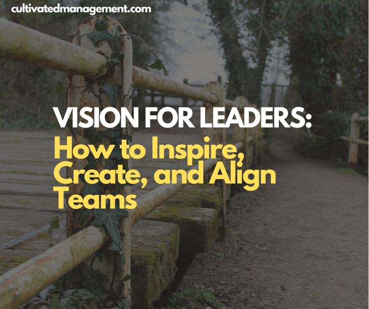A photo of some railings with leading lines and the words overlaid - Vision for Leaders: How to Inspire, Create, and Align Teams
