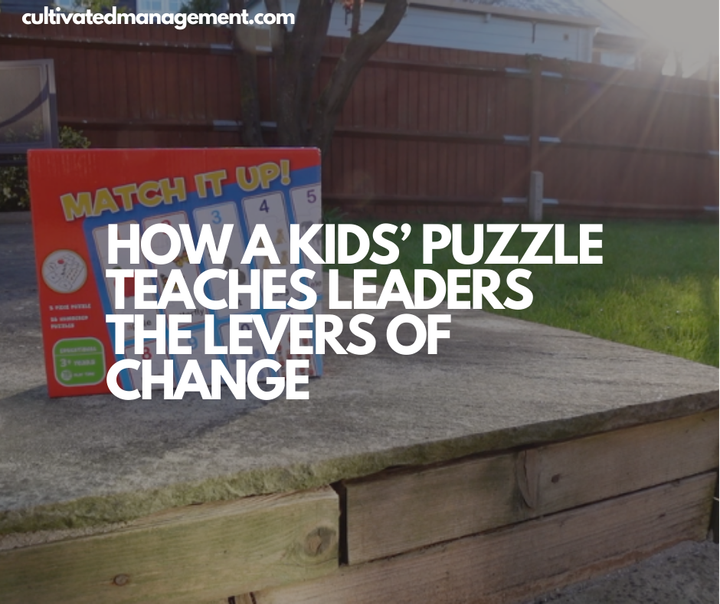 A photo of a kids puzzle game with the words overlaid - How a Kids’ Puzzle Teaches Leaders the Levers of Change