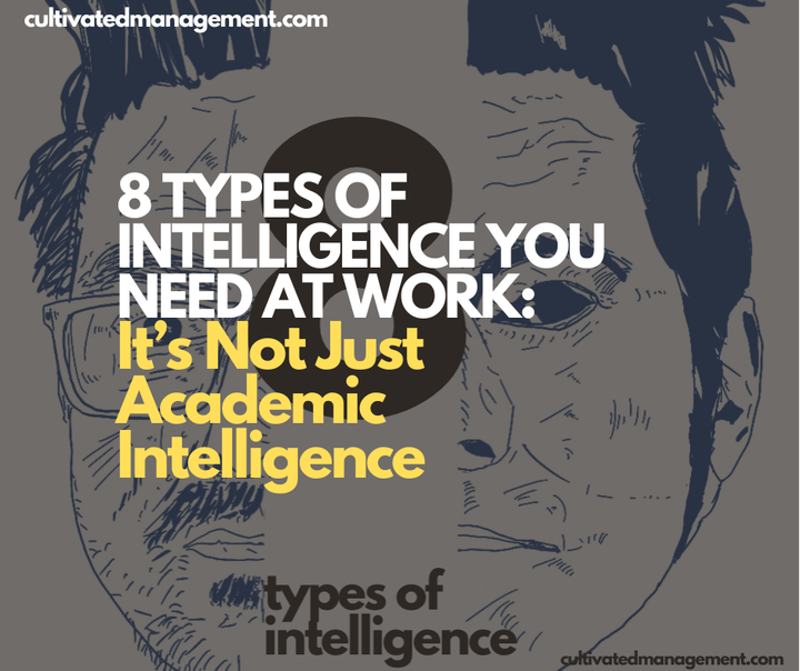 A drawing of Rob Lambert with the words overlaid - 8 Types of Intelligence You Need at Work: It’s Not Just Academic Intelligence