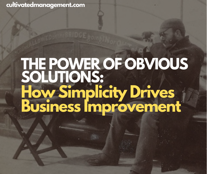 A photo of someone looking through binoculars with the words overlaid - The Power of Obvious Solutions: How Simplicity Drives Business Improvement