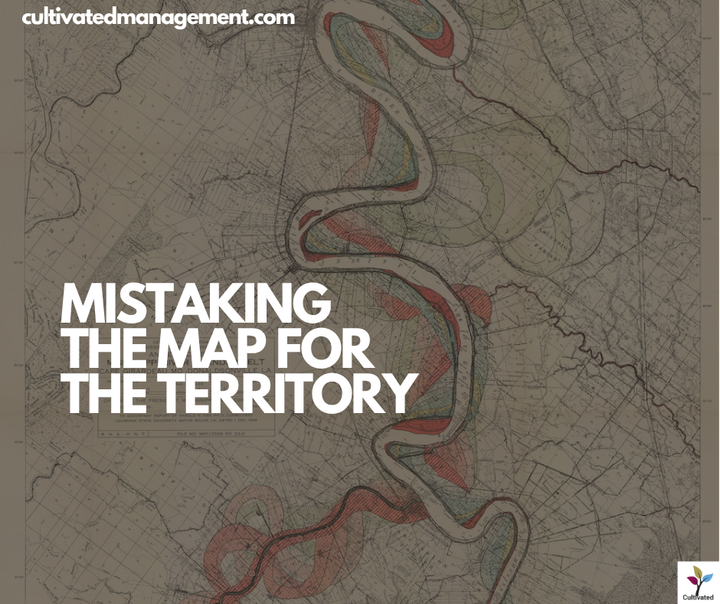 A photo of a map with the words overlaid: Mistaking the Map for the Territory: What Spreadsheets Miss About Value