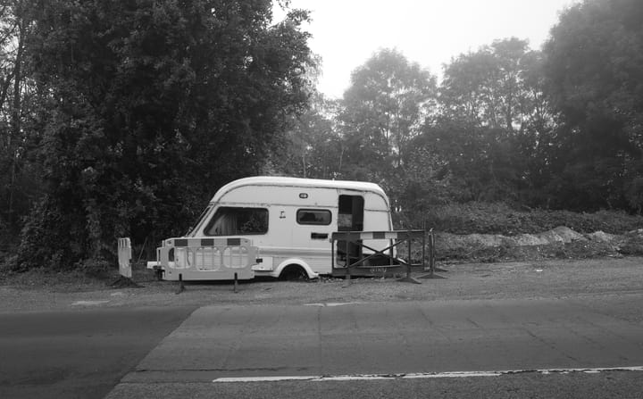 A derelict caravan