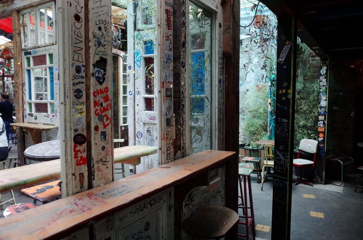 A ruin bar in Budapest, Hungary