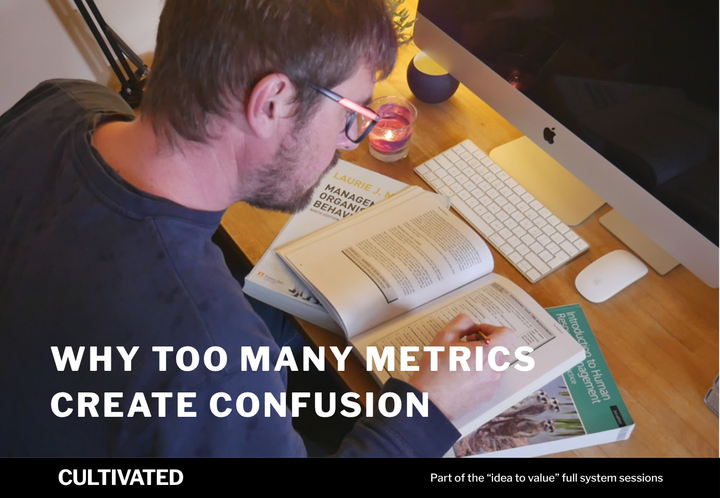 A photo of Rob Lambert studying with the words overlaid - Why Too Many Metrics Create Confusion