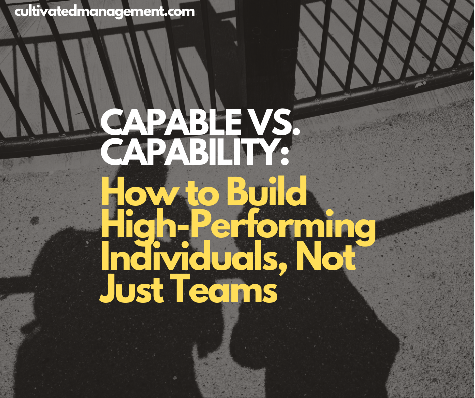 A photo of someone shadow with the words overlaid - Capable vs. Capability: How to Build High-Performing Individuals, Not Just Teams