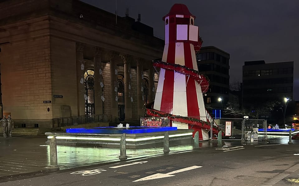 A photo of a Helter Skelter in Sheffield, England
