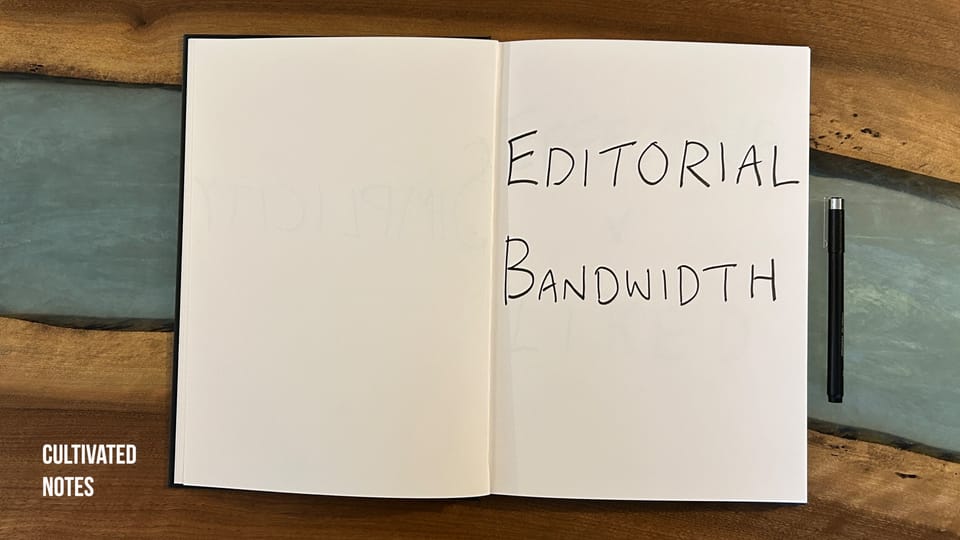 A photo of a notebook with the words Editorial Space written in it