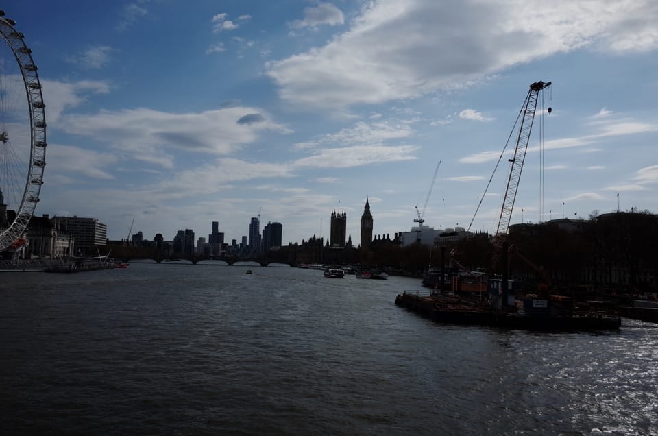 A photo of the London skyline over the River Thames