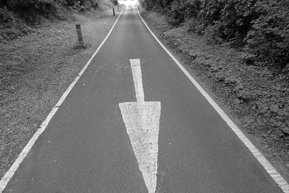 A photo of an arrow on a road in Basingstoke, Hampshire, UK