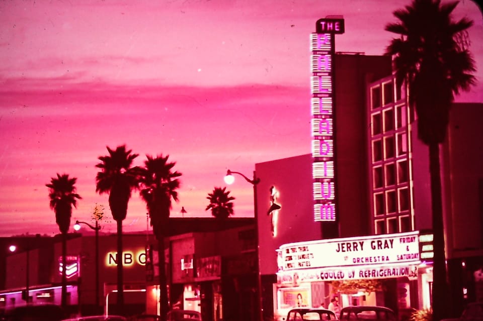 An old photo from the 1960s of The Palladium Theatre, LA