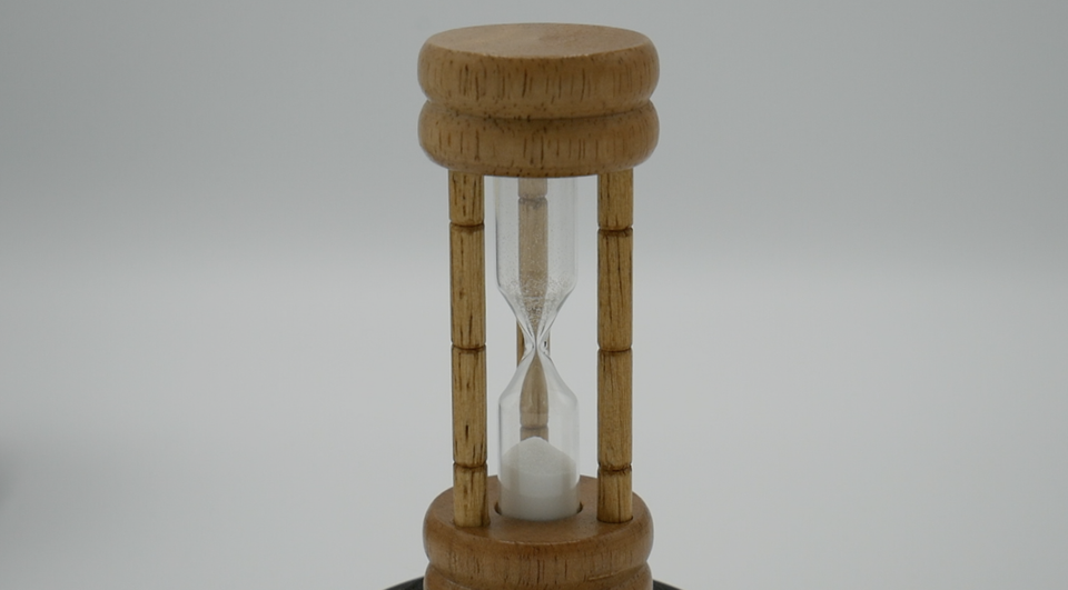 A photo of a small sand timer
