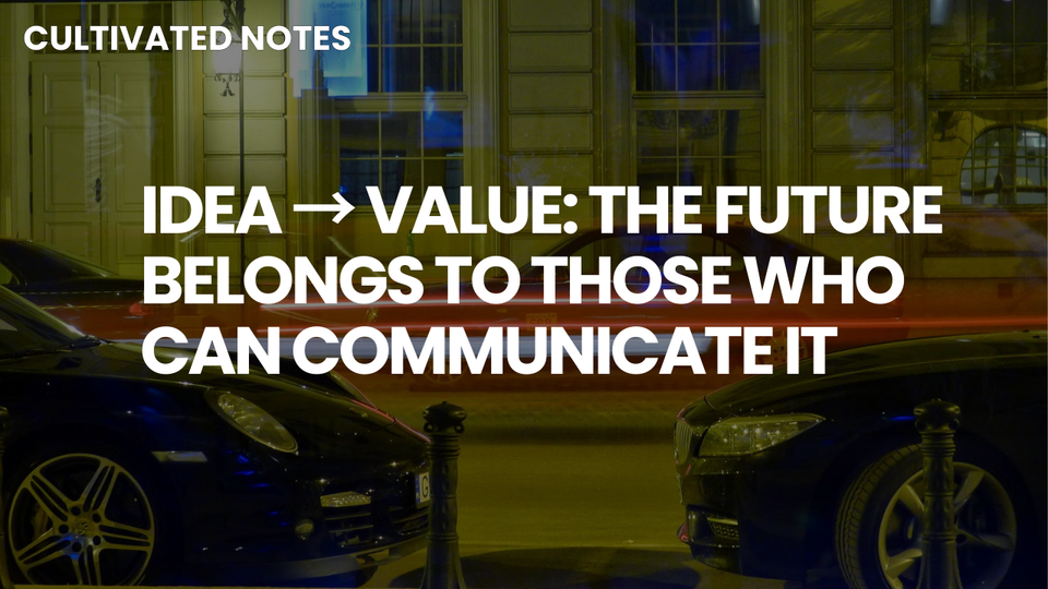 A photo of a car with the words overlaid - The Future Belongs to Those Who Can Communicate It